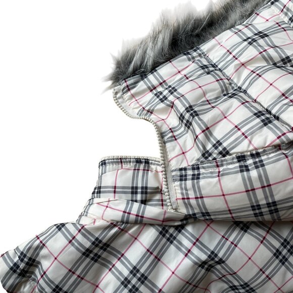 Vintage Aeropostle Plaid Faux Fur Hooded Vest Removable Hood Puffer 90s Y2K-L - Picture 4 of 16